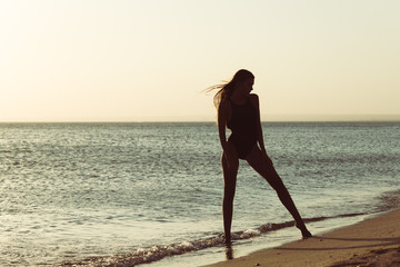 Woman is alone at beach