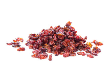 Dried raisins on a white background