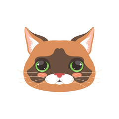 Fototapeta premium Cute cat head, cartoon animal character vector illustration