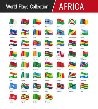 Flags of Africa, waving in the wind - World flags collection