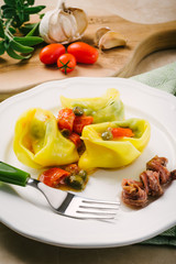 tortellini stuffed with anchovy cream

