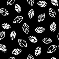 Abstract floral seamless pattern with leaves. Trendy hand drawn textures.