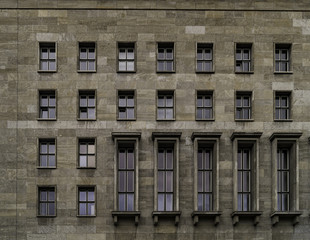 Fototapeta na wymiar Windows of the German Ministry of Finance in Berlin