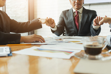 Business man team asking for blessings from God.