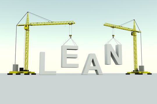 LEAN Building Concept Crane White Background 3d Illustration