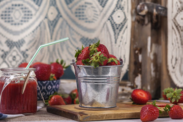 Smoothies and fresh fruits on the table