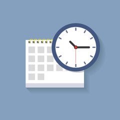 Fototapeta na wymiar Vector calendar and clock icon.