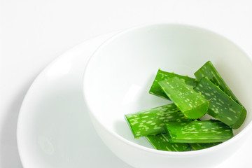 Aloe Vera herb in white dish