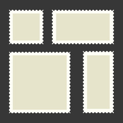 Obraz premium Blank Postage Stamps Set on Dark Background. Vector