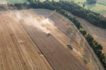 aerial view of the combine harvester