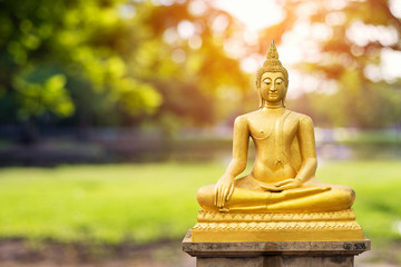 Buddha statue, blurred background, Visakha Puja Day