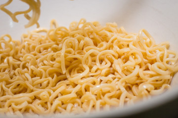 A instant noodles  top view  clean background
