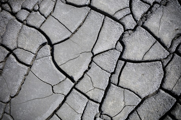 Cracks of the dried soil  with vignette effect