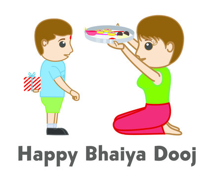 Happy Bhaiya Dooj - Cartoon Characters Vector Stock Vector | Adobe Stock
