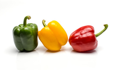 Three sweet pepper on white background.
