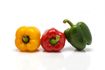 Three sweet pepper on white background.