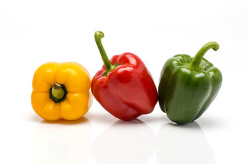 Three sweet pepper on white background.