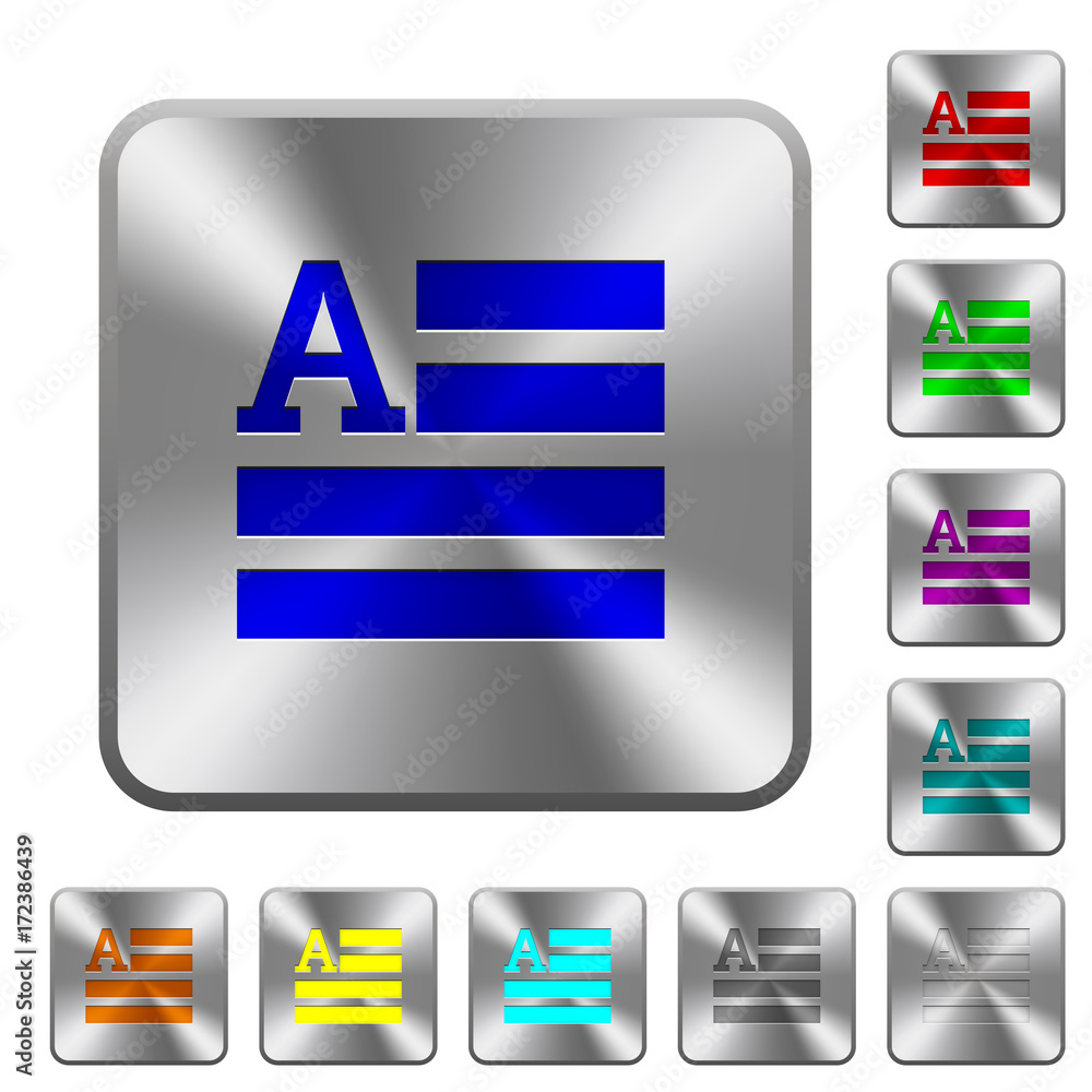 Poster text initials rounded square steel buttons