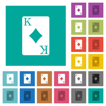 King of diamonds card square flat multi colored icons