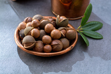Australian macadamia nuts, unpeeld fresh harvest
