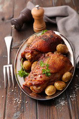 baked ham with potatoes