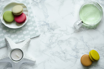 Accessories on the marble table