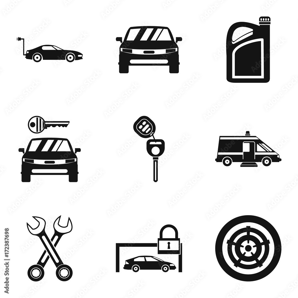 Poster lock icons set, simple style