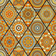 Seamless pattern. Vintage decorative elements. Hand drawn background. Islam, Arabic, Indian, ottoman motifs. Perfect for printing on fabric or paper.