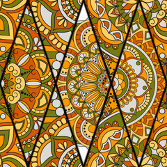 Seamless pattern. Vintage decorative elements. Hand drawn background. Islam, Arabic, Indian, ottoman motifs. Perfect for printing on fabric or paper.