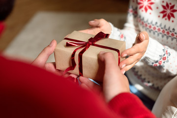 couple with christmas present