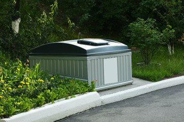 Trash container in park
