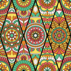 Seamless pattern. Vintage decorative elements. Hand drawn background. Islam, Arabic, Indian, ottoman motifs. Perfect for printing on fabric or paper.