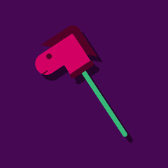 flat vector icon design collection stick horse toy in sticker style