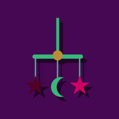 Baby bed carousel icon vector illustration in sticker style