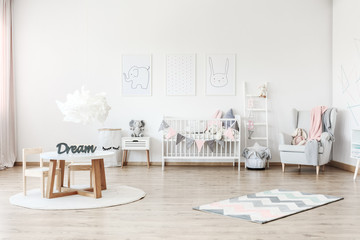 Pastel kid's room with table