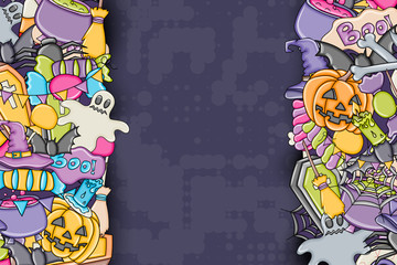 Halloween background. Holiday design elements. Template for flyer brochure banner advertisement. Vector illustration. 