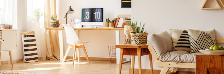 Living room with work area