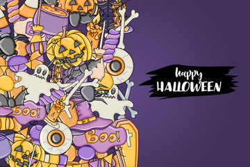 Halloween background. Holiday design elements. Template for flyer brochure banner advertisement. Vector illustration. 