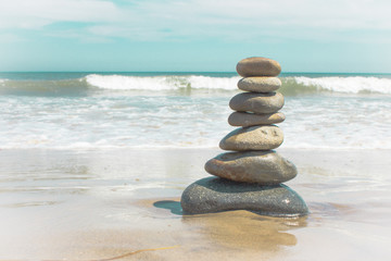Fototapeta na wymiar stack rocks at the beach soft