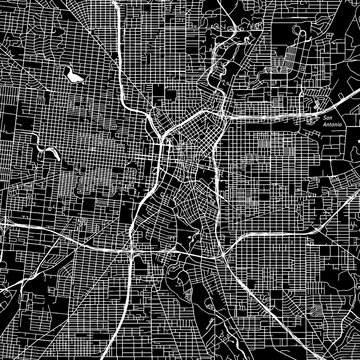 San Antonio, Texas. Downtown vector map.