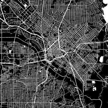 Dallas, Texas. Downtown vector map.
