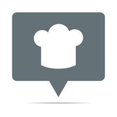 Graue Sprechblase mit Kochmütze