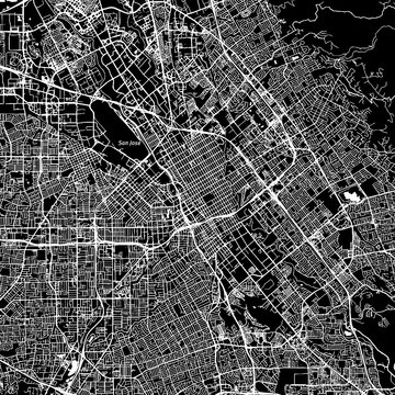 San Jose, California. Downtown vector map.