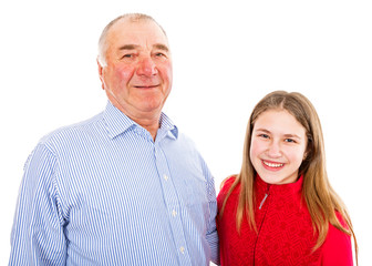 Senior man and granddaughter