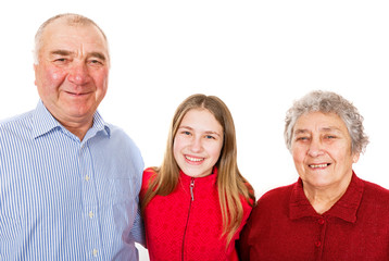 Elderly couple and granddaughter
