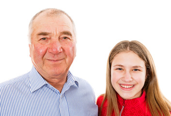 Senior man and granddaughter