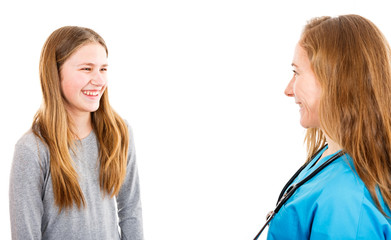 Smiling young girl and pediatrician