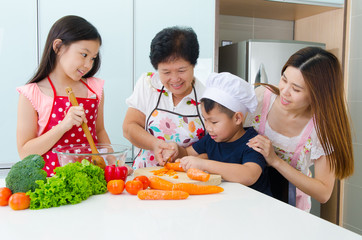 Kitchen lifestyle of asian family