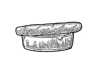 Cigar and ashtray. Vector vintage engraving black illustration