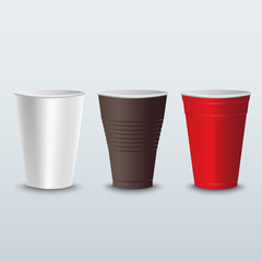 Plastic colored coffee tea cups template